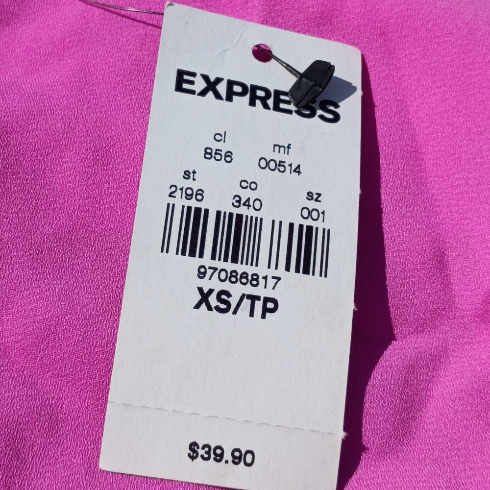 Express Vibrant Pink Ruffle Blouse - Picture 3 of 4